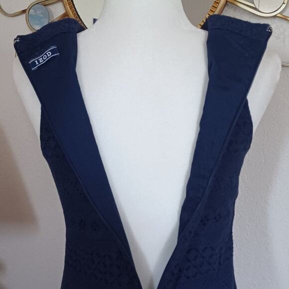 Izod Navy Blue Cotton Eyelet Shift Dress Size S NWOT - Picture 6 of 6